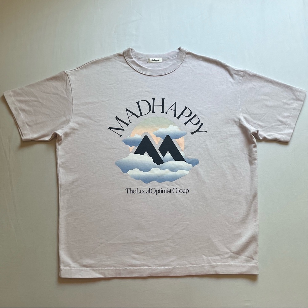 MADHAPPY light pink lilac lavender logo graphic crew neck short sleeve‎ T-shirt